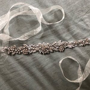 Silver Beaded Wedding Dress Sash